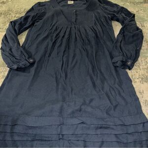 Antik Batik Blackish Pleated Tiered Long Sleeve Dress